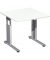 Schreibtisch Flex, manuell höhenverstellbar, 68-82cm (H), 80x80cm (BxT), quadratisch, weiß / silber