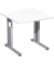 Schreibtisch Flex, manuell höhenverstellbar, 68-82cm (H), 80x80cm (BxT), quadratisch, weiß / silber