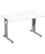Schreibtisch Flex, manuell höhenverstellbar, 68-82cm (H), 120x80cm (BxT), rechteckig, weiß / silber