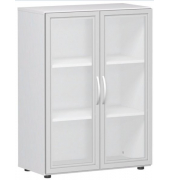 Flügeltürenschrank mit Glastür 3 OH 80 cm Breite, weiß, Flex