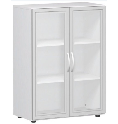 Flügeltürenschrank mit Glastür 3 OH 80 cm Breite, weiß, Flex