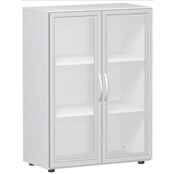 4038933482897 - Aktenschrank Flex S-383802-GTW weiß Acrylglas satiniert 2 Fachböden 800 x 420 x 1104 cm