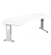 Schreibtisch Flex, rechteckig, weiß / silber