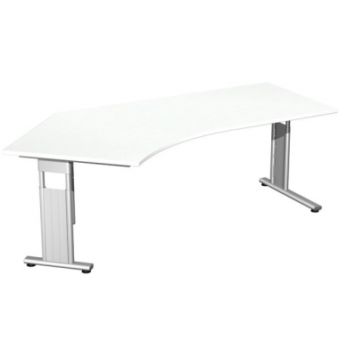Schreibtisch Flex, rechteckig, weiß / silber