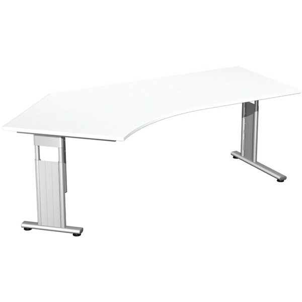 4038933482903 - Flex höhenverstellbarer Schreibtisch weiß L-Form C-Fuß-Gestell silber 2166 x 1130 cm 4038933482903 - Flex höhenverstellbarer Schreibtisch weiß L-Form C-Fuß-Gestell silber 2166 x 1130 cm