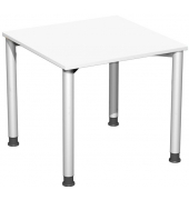 Schreibtisch Flex, quadratisch, weiß / silber