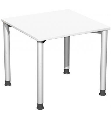 Schreibtisch Flex, manuell h&ouml;henverstellbar, 72cm (H), 80x80cm (BxT), quadratisch, wei&szlig; / silber