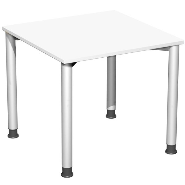 4038933482927 - Schreibtisch Flex manuell höhenverstellbar 72cm (H) 80x80cm (BxT) quadratisch weiß   silber 4038933482927 Geramöbel
