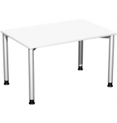 Schreibtisch Flex, manuell h&ouml;henverstellbar, 72cm (H), 120x80cm (BxT), rechteckig, wei&szlig; / silber