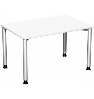 Schreibtisch Flex, manuell h&ouml;henverstellbar, 72cm (H), 120x80cm (BxT), rechteckig, wei&szlig; / silber