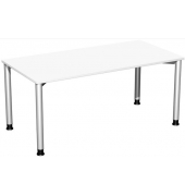 Schreibtisch Flex, rechteckig, weiß / silber