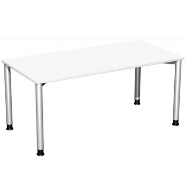 Schreibtisch Flex, rechteckig, weiß / silber