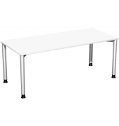 Schreibtisch Flex, rechteckig, weiß / silber