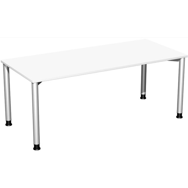 4038933482958 - Schreibtisch Flex manuell höhenverstellbar 72cm (H) 180x80cm (BxT) rechteckig weiß   silber 4038933482958 Geramöbel