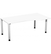 Schreibtisch Flex, manuell h&ouml;henverstellbar, 68-80cm (H), 180x80/100cm (BxT), Freiform, wei&szlig; / silber