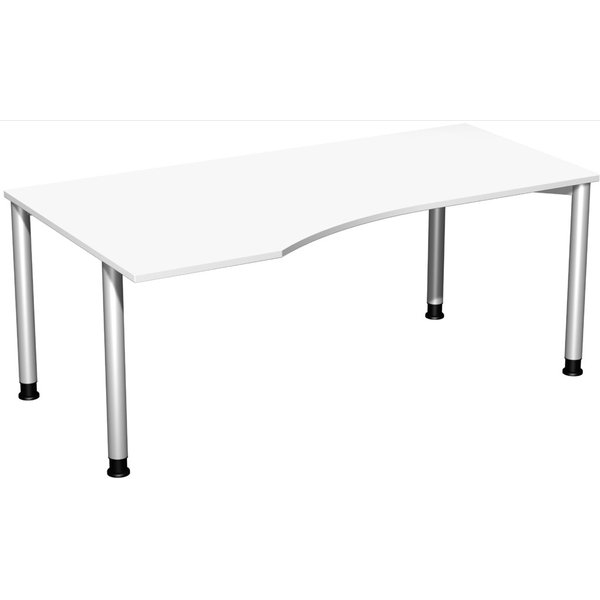 4038933482972 - Schreibtisch Flex manuell höhenverstellbar 68-80cm (H) 180x80 100cm (BxT) Freiform weiß   silber 4038933482972 Geramöbel