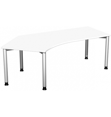 Schreibtisch Flex, rechteckig, weiß / silber
