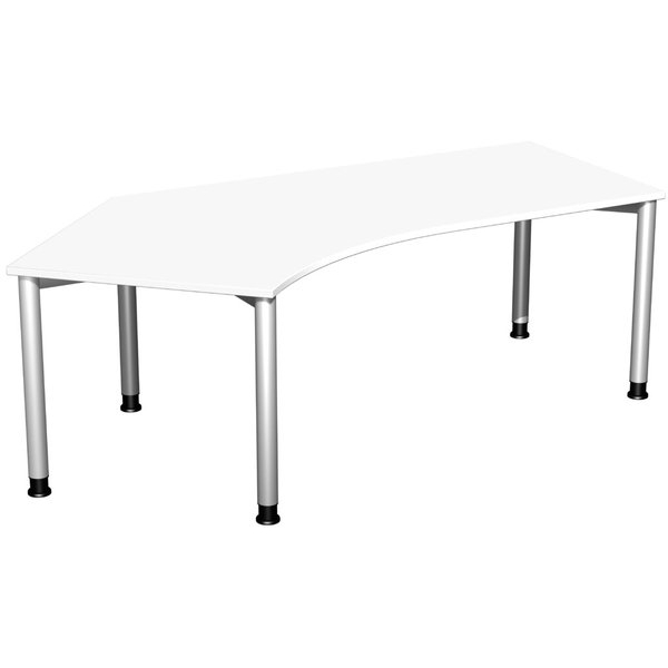 4038933482996 - Schreibtisch Flex manuell höhenverstellbar 68-80cm (H) 2166x80cm (BxT) Freiform weiß   silber 4038933482996 Geramöbel