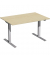 Sitz-Steh-Schreibtisch Elektro Flex, elektrisch h&ouml;henverstellbar, 65-125cm (H), 120x80cm (BxT), rechteckig, ahorn / silber