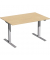 Sitz-Steh-Schreibtisch Elektro Flex, elektrisch h&ouml;henverstellbar, 65-125cm (H), 120x80cm (BxT), rechteckig, buche / silber