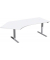 Sitz-Steh-Schreibtisch Elektro Flex, elektrisch h&ouml;henverstellbar, 65-125cm (H), 216,6x113cm (BxT), Freiform, wei&szlig; / silber