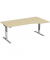 Sitz-Steh-Schreibtisch Elektro Flex, elektrisch höhenverstellbar, 65-125cm (H), 180x80cm (BxT), Freiform, ahorn / silber