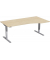 Sitz-Steh-Schreibtisch Elektro Flex, elektrisch h&ouml;henverstellbar, 65-125cm (H), 180x80cm (BxT), Freiform, ahorn / silber