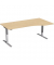 Sitz-Steh-Schreibtisch Elektro Flex, elektrisch h&ouml;henverstellbar, 65-125cm (H), 180x80cm (BxT), Freiform, buche / silber