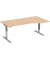 Sitz-Steh-Schreibtisch Elektro Flex, elektrisch h&ouml;henverstellbar, 65-125cm (H), 180x80cm (BxT), Freiform, buche / silber
