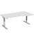 Sitz-Steh-Schreibtisch Elektro Flex, elektrisch höhenverstellbar, 65-125cm (H), 180x80cm (BxT), Freiform, grau / silber