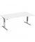 Sitz-Steh-Schreibtisch Elektro Flex, elektrisch h&ouml;henverstellbar, 65-125cm (H), 180x80cm (BxT), Freiform, wei&szlig; / silber