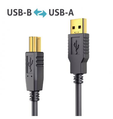 USB-Kabel DS2000-100, 10m, USB 2.0 A auf USB-B, schwarz