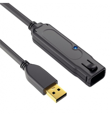 USB-2.0-Kabel, Aktiv, Verlängerung, schwarz, 24 m, 480Mbps und 0,5A