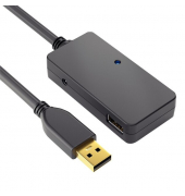 USB-2.0-Kabel, Aktiv, Verlängerung, mit Hub, schwarz, 12 m, 480Mbps und