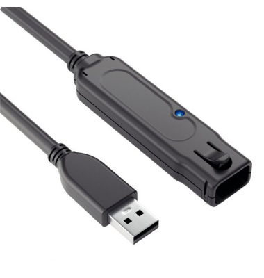 USB-3.1-Kabel, Aktiv, Verlängerung, Gen 1, schwarz, 15 m, 5Gbps und 3A