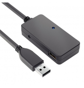 USB-3.1-Kabel, Aktiv, Verlängerung, Gen 1, mit Hub, schwarz, 5 m, 5Gbps