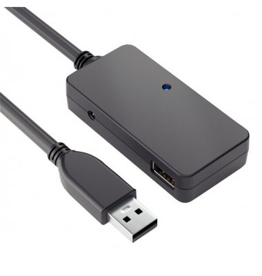 USB-3.1-Kabel, Aktiv, Verlängerung, Gen 1, mit Hub, schwarz, 10 m, 5Gbps