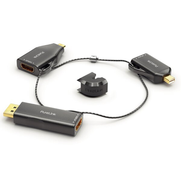 4251364723555 - Adapter Ring Klein - 3x hdmi 4K60Hz - miniDP DP USB-C hdmi schwarz (IQ-AR200) - Purelink
