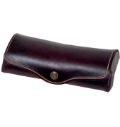 Brillenetui Mika, Leder, braun 16x8x3cm, Druckknopf,