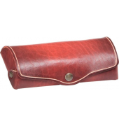 Brillenetui Mika, Leder, rot 18x4x8 cm, Druckknopf