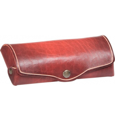 Brillenetui Mika, Leder, rot 18x4x8 cm, Druckknopf