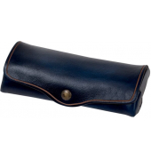 Brillenetui Mika, Leder, blau 18x4x8 cm, Druckknopf