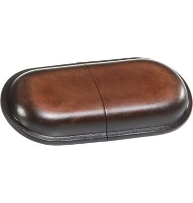 Brillenetui Mika, Leder, braun 18x4x8 cm, Druckknopf