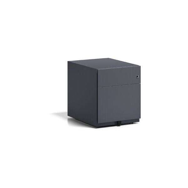 5020073736816 - BISLEY Rollcontainer Note™ mit 1 Hängeregistratur 1 Universalschublade HxBxT 495 x 420 x 565 mm mit Griffleiste anthrazitgrau