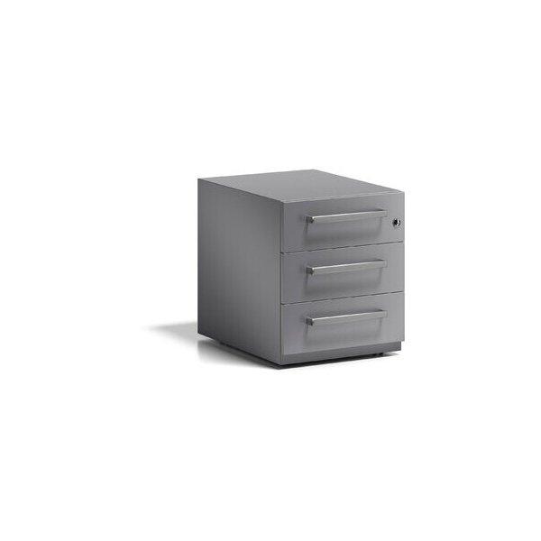 5020073838435 - BISLEY Rollcontainer Note™ mit 3 Universalschubladen HxBxT 495 x 420 x 565 mm mit Griff silber