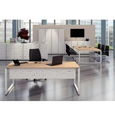 Schreibtisch Cito, 74cm (H), 160x80cm (BxT), rechteckig, weiß / weiß