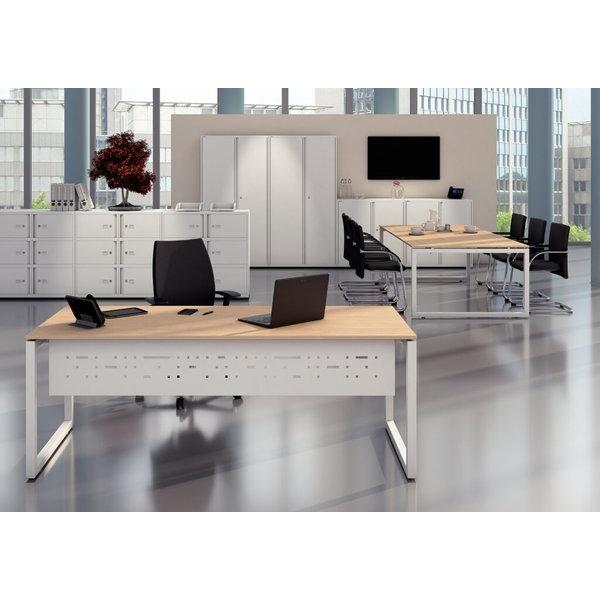 5020073993417 - BISLEY Cito Schreibtisch grauweiß verkehrsweiß rechteckig 4-Fuß-Gestell weiß 1600 x 800 cm