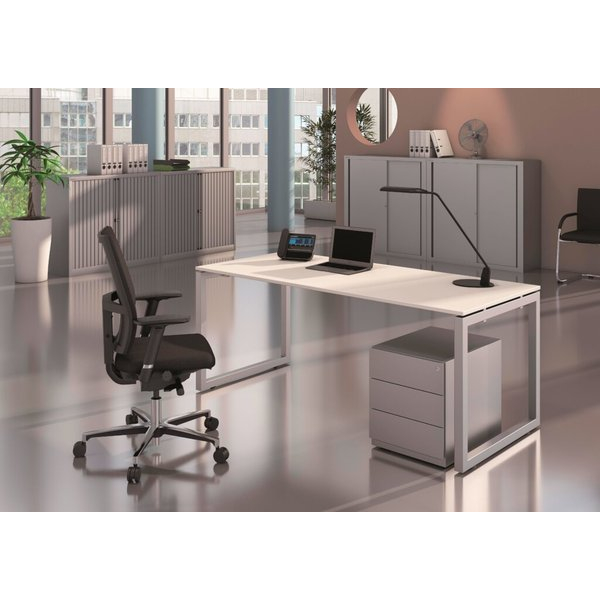5020073998542 - Cito Schreibtisch 740 mm höhenfixes O-Gestell H 19 x B 2200 x T 800 mm Dekor buche Gestell silber