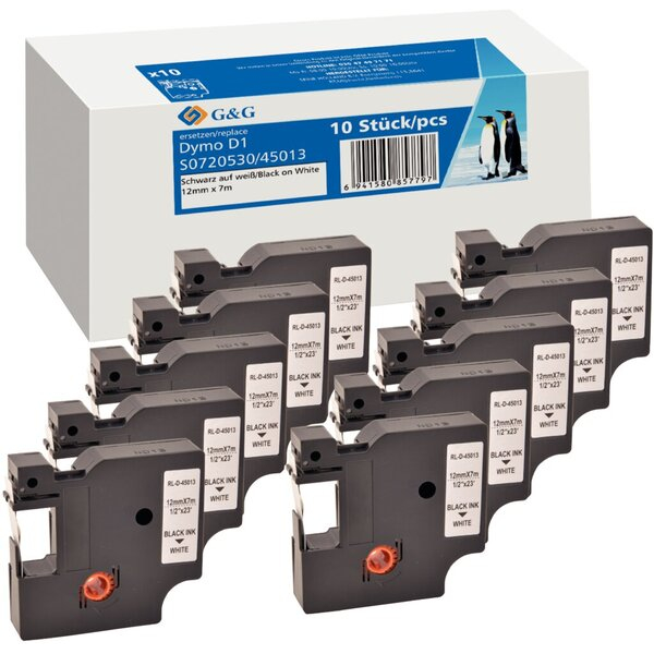 6941881284964 - Schriftband Vorteilspack 12 mm x 7 m kompatibel zu 45013S0720530 6941881284964 G und G 6941881284964 - Schriftband Vorteilspack 12 mm x 7 m kompatibel zu 45013S0720530 6941881284964 G und G