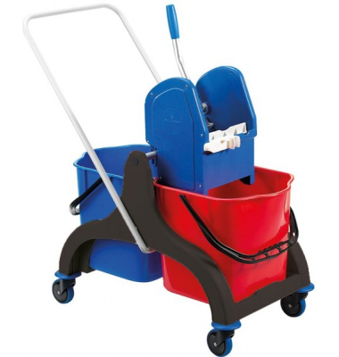 Doppelfahrwagen Stilo, Kunststoff, 2 x 15l mit GVS Presse und Deichsel